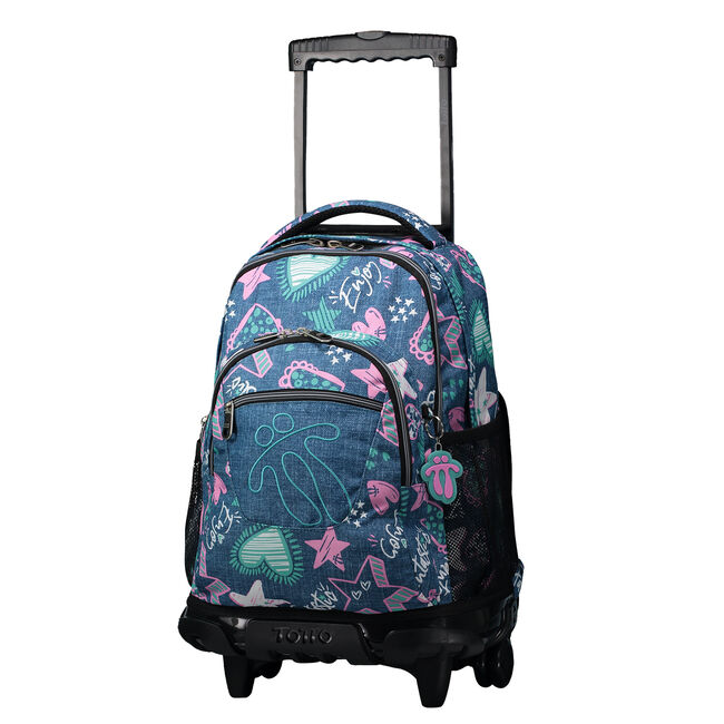 Mochila escolar con ruedas Renglones Azul | Totto.es