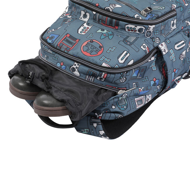 Mochila escolar gris y videoconsolas - Crayoles image number null