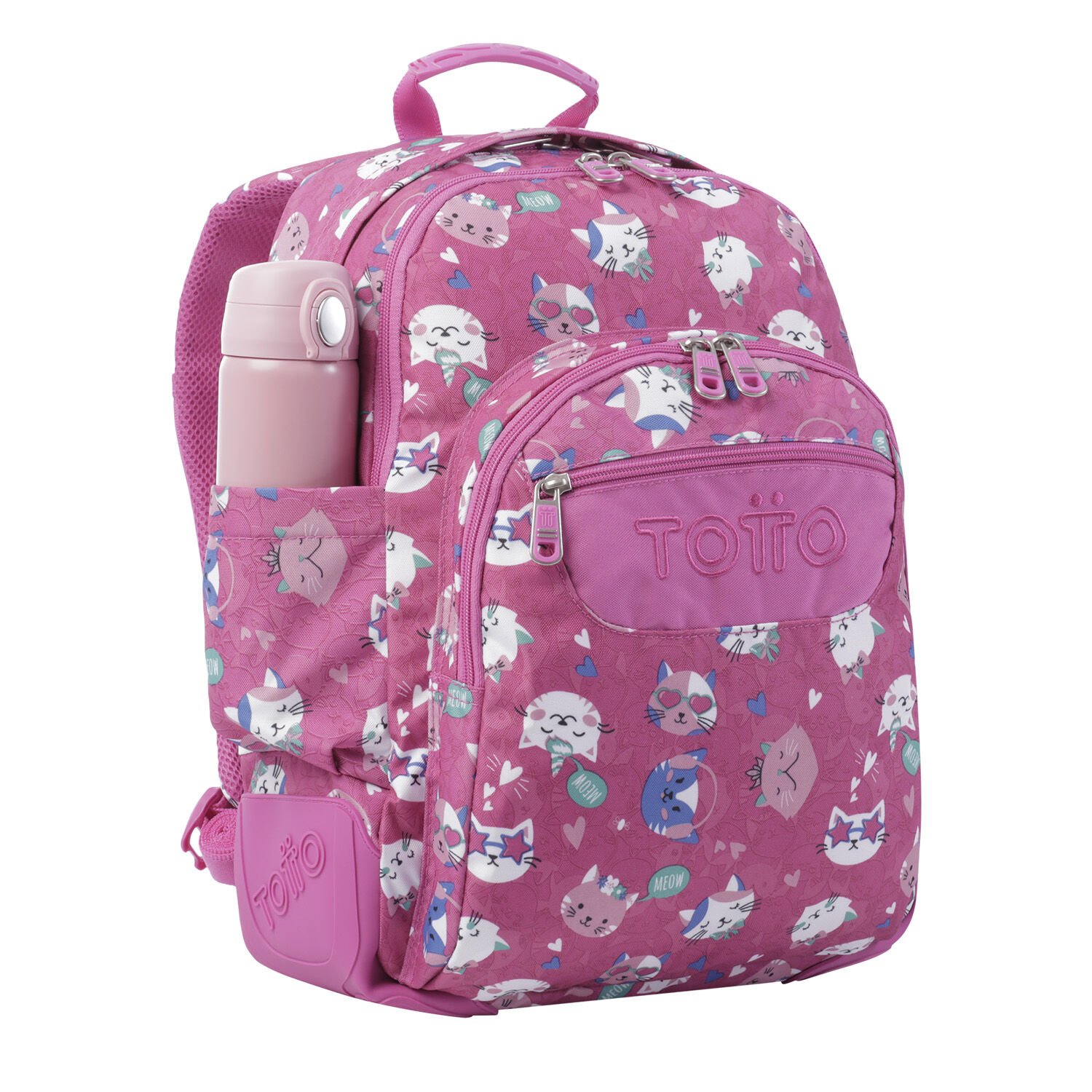 Mochila escolar rosa fiesta gatitos Crayoles Rosa Totto.es