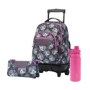 Pack Escolar Kitten Rose X3 | Mochila de ruedas + 2 accesorios