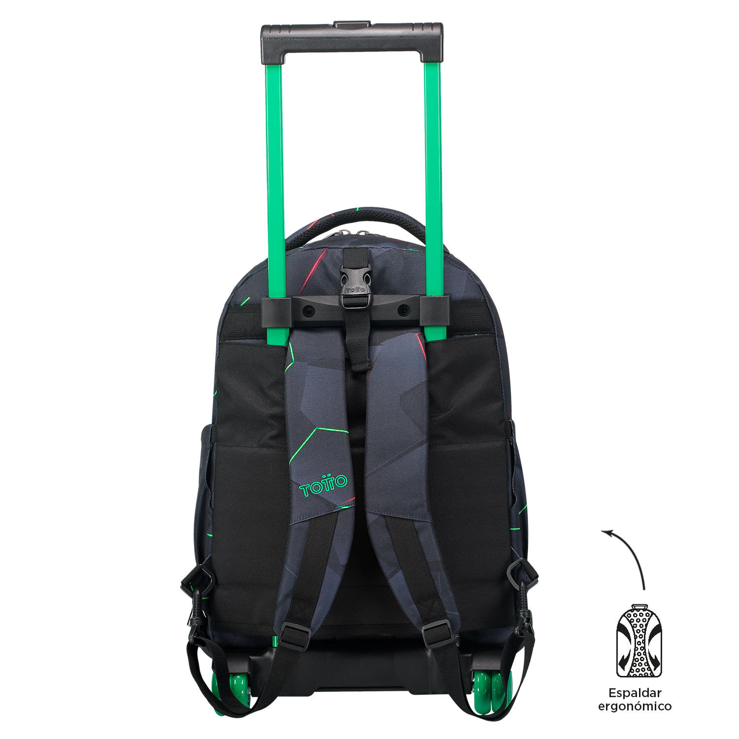 Mochila escolar ruedas desmontable fractal Tiza Azul Totto.es