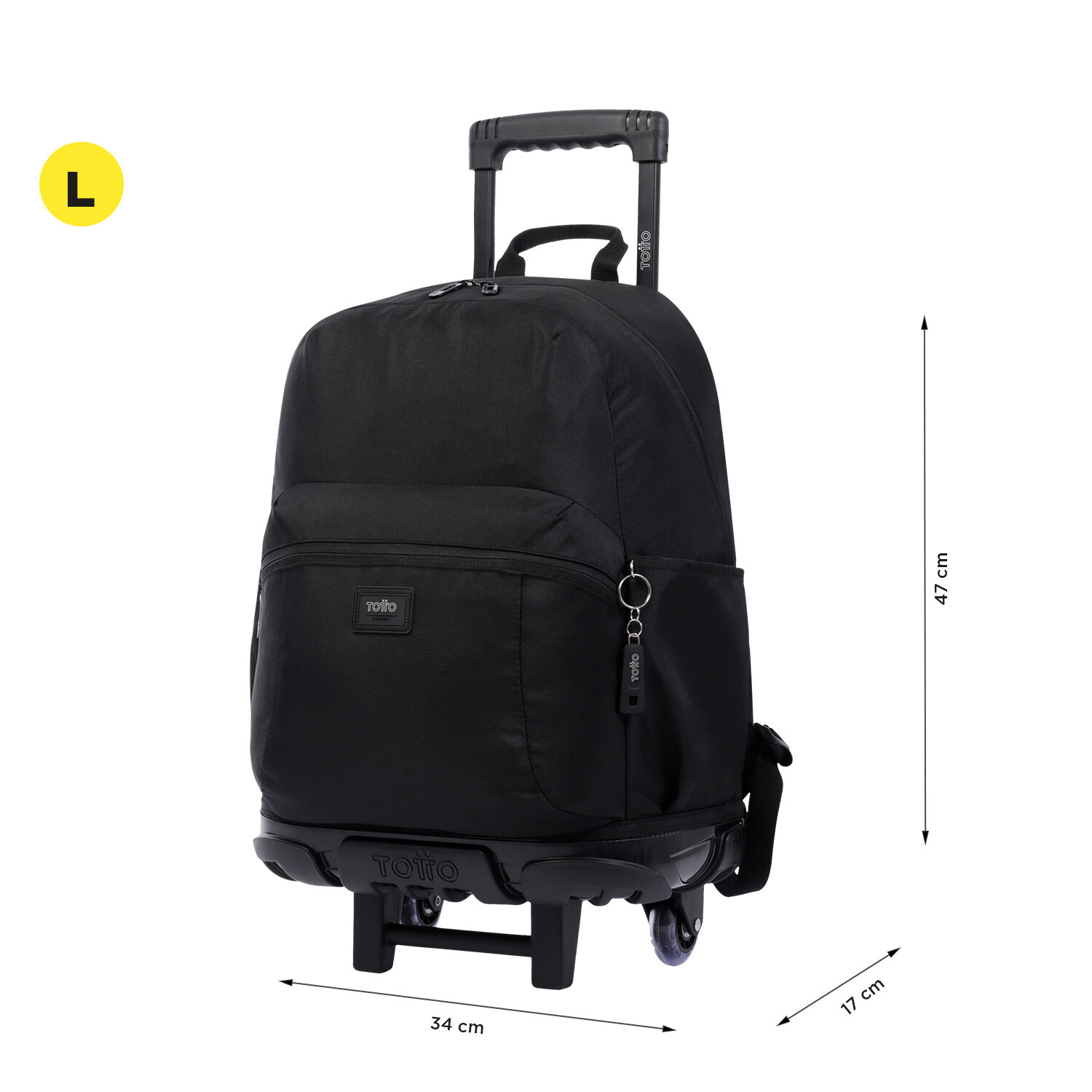 Mochila escolar con ruedas grande negra Trik Negro Totto.es