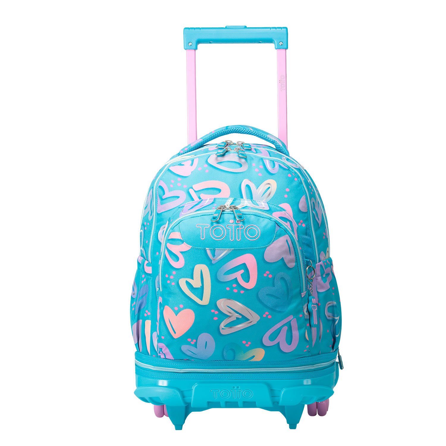 Mochila escolar ruedas desmontable corazones pintados Tiza