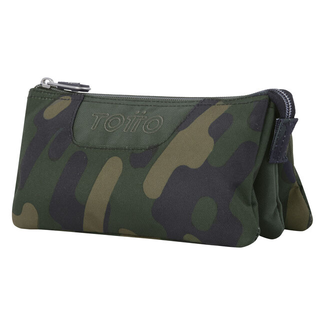 Estuche escolar tres compartimentos verde camuflaje - Tablero image number null