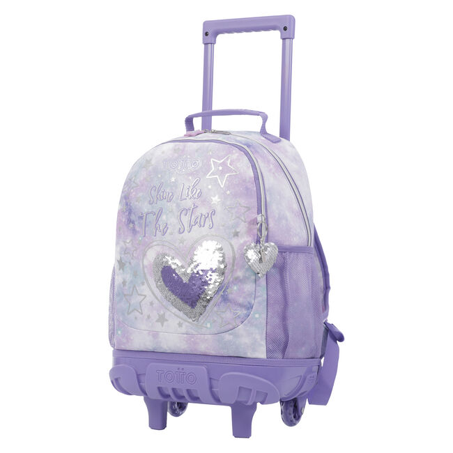 Mochila escolar con ruedas mediana - Shiny Heart image number null