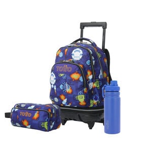 Pack Escolar Space Blue X3 | Mochila de ruedas desmontable + 2 accesorios