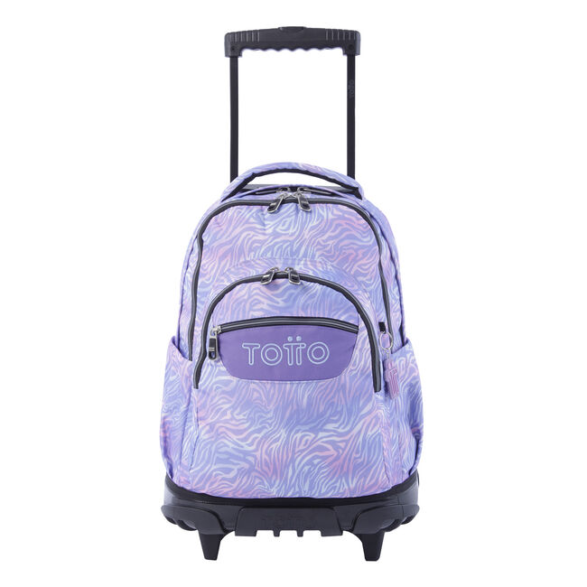 Mochila escolar con ruedas estampado morado cebra - Renglones