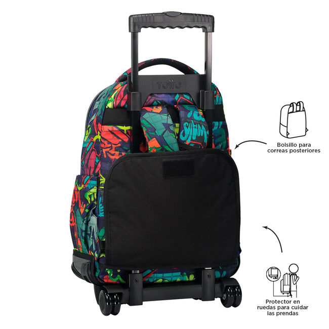 Mochila escolar con ruedas graffiti - Renglones image number null
