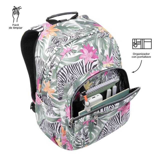 Mochila escolar adaptable a carro tropical cebras - Acuareles image number null