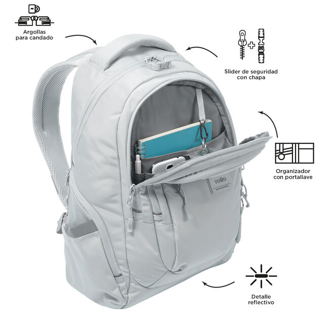 Mochila juvenil  eco-friendly gris Micro Chip - Eufrates image number null