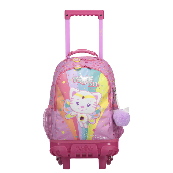 Mochila escolar pequena con ruedas Mimixy Rosa Totto.es