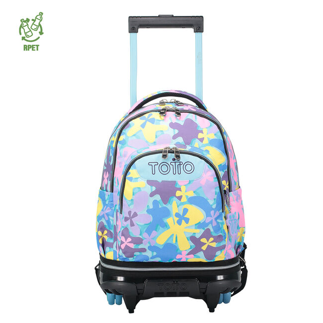 Mochila escolar ruedas desmontable flores hawaianas - Tiza image number null