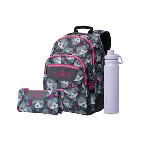 Pack Escolar Kitten Rose X3 | Mochila + 2 accesorios