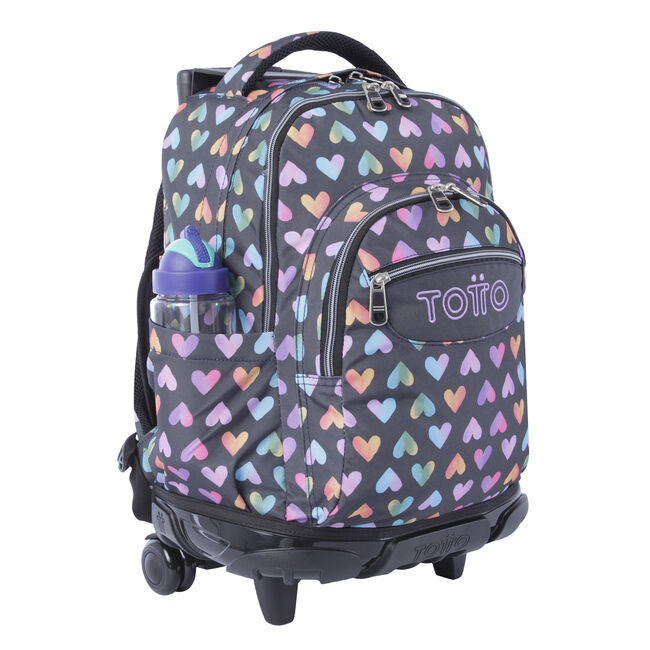 TOTTO Mochila Escolar Con Corazones De Colores Renglones Color Multicolor | lagear.com.ar