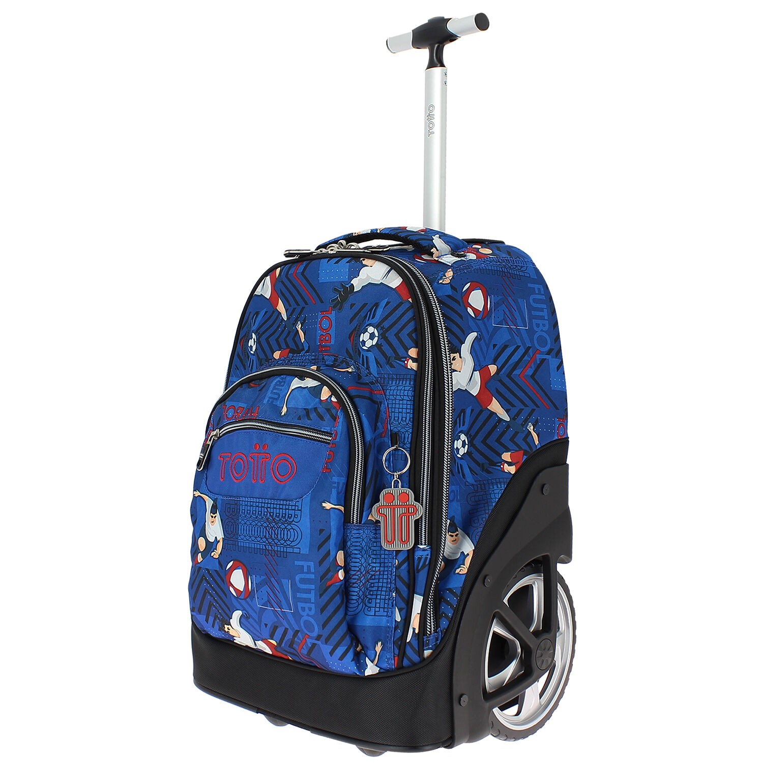 Mochila Totto con Carro Papel Azul y Futbolistas 3Jh. Mochilas totto con ruedas La Superpapeleria