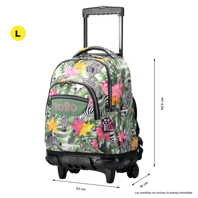 Mochila escolar con ruedas tropical cebras - Renglones image number null