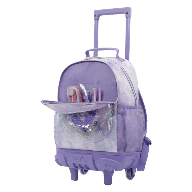 Mochila escolar con ruedas mediana - Shiny Heart image number null
