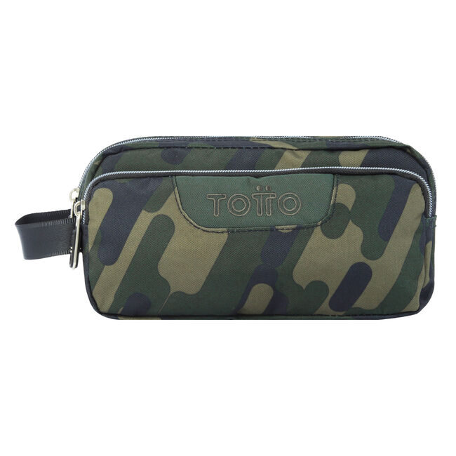 Estuche escolar tres compartimentos verde camuflaje - Agapec