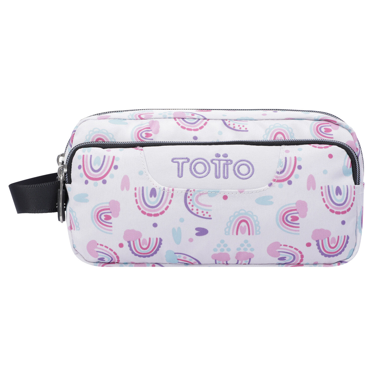 Estuche escolar tres compartimentos blanco y arco ris Agapec
