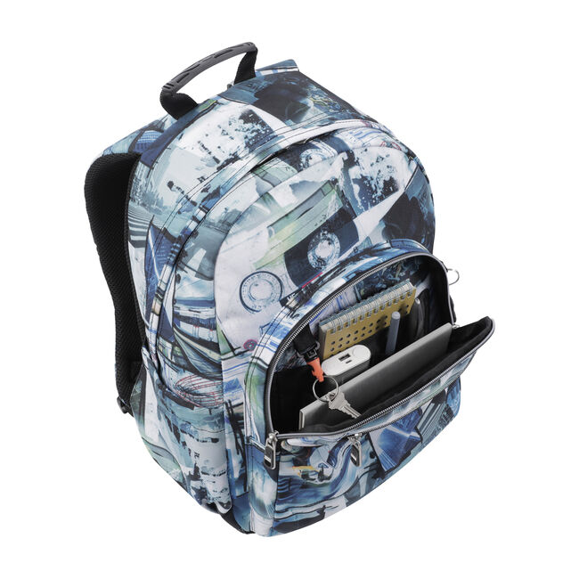 Mochila escolar postales y casetes - Acuarela image number null