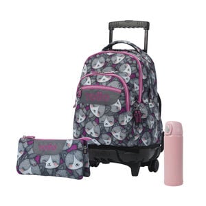 Pack Escolar Kitten Rose X3 | Mochila de ruedas + 2 accesorios
