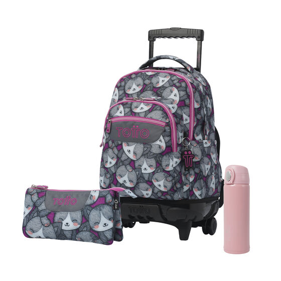 Pack Escolar Kitten Rose X3 | Mochila de ruedas + 2 accesorios image number 1