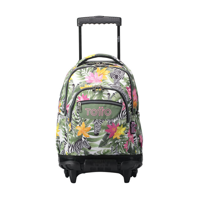 Mochila escolar con ruedas tropical - Renglones - VERDE | Totto.es