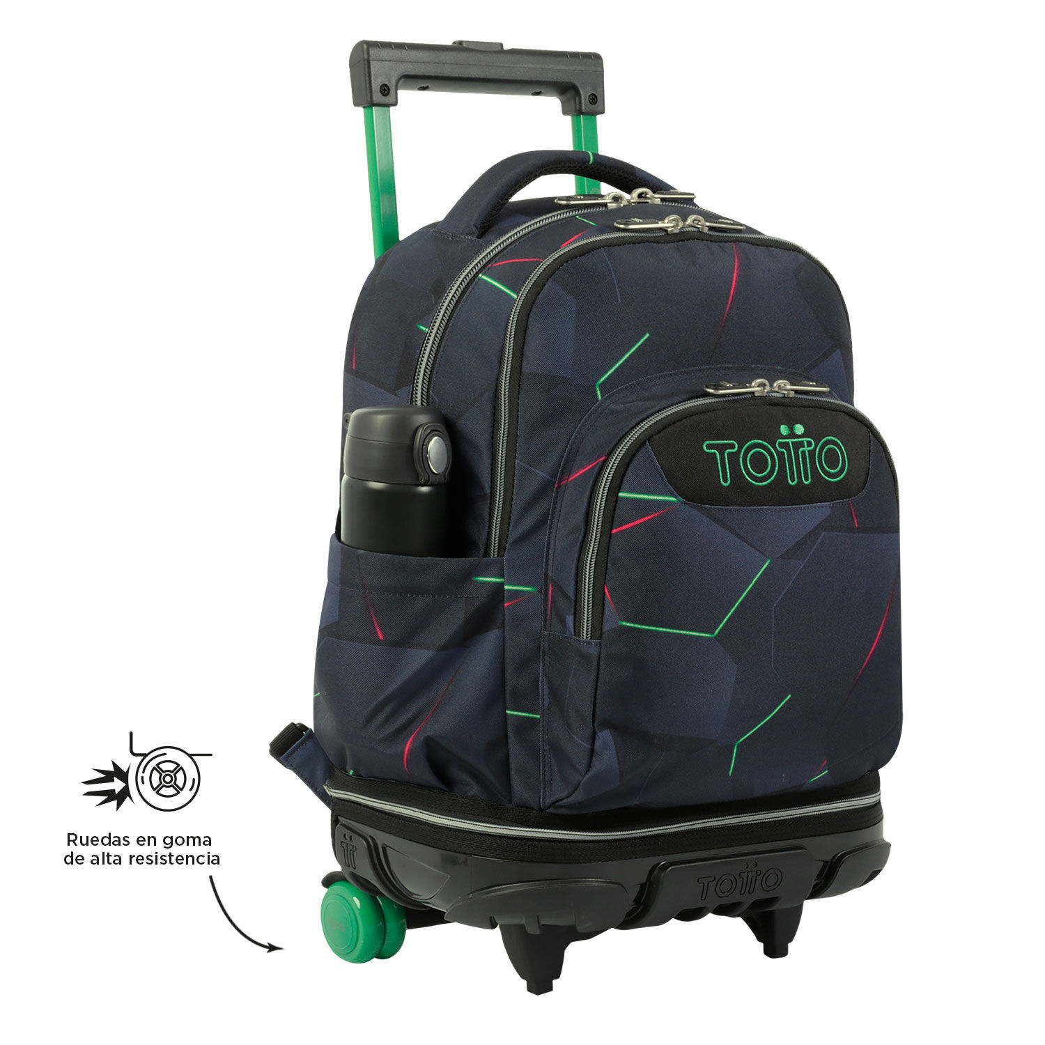 Mochila escolar ruedas desmontable fractal Tiza Azul Totto.es