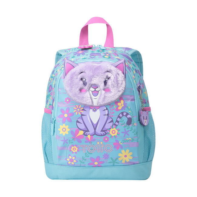 Mochila escolar pequeña de gatita y flores - Tropyglam image number null