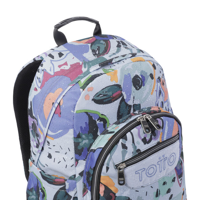 Mochila escolar adaptable a carro lienzo floral - Acuareles image number null