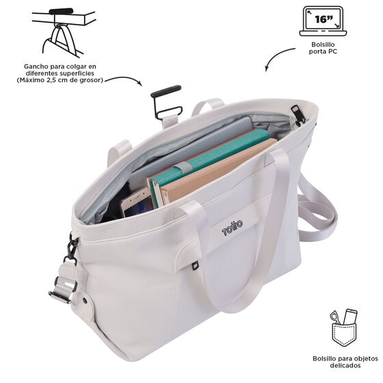 Bolso T-Bag Madrid - White Sand image number 4