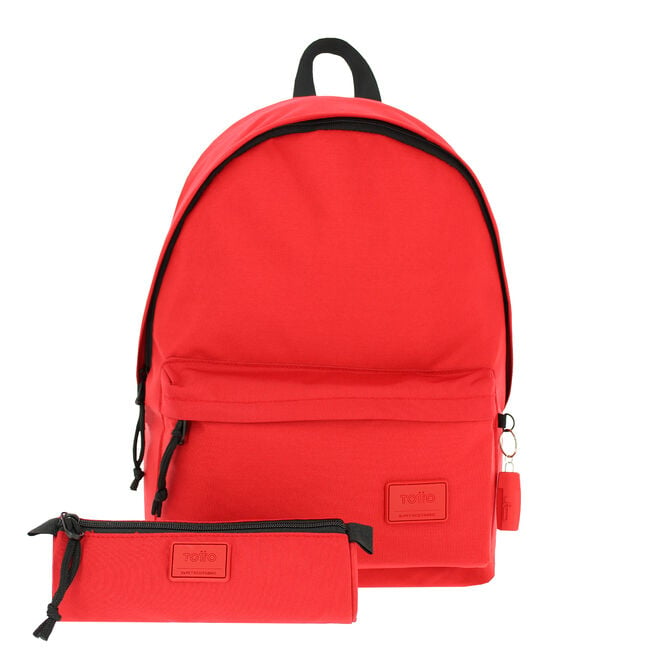 Pack mochila + estuche color rojo - Kalex - | Totto.es