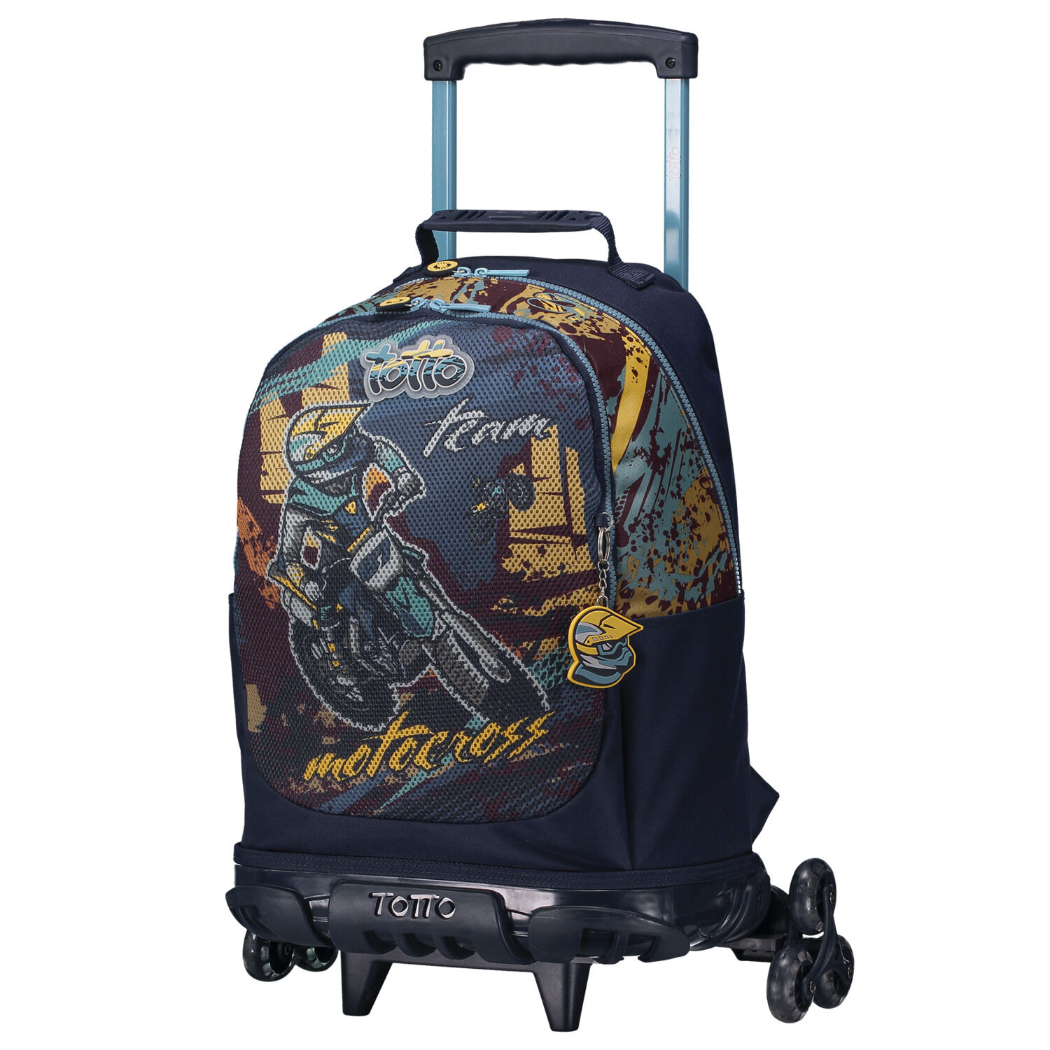 Mochila escolar con 3 ruedas Motto Cross Azul Totto.es