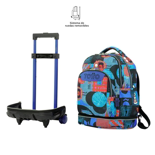 Mochila escolar ruedas desmontable cyber monstruos - Tiza image number null