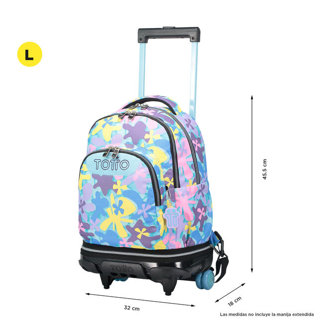 Mochila escolar ruedas desmontable flores hawaianas - Tiza image number null