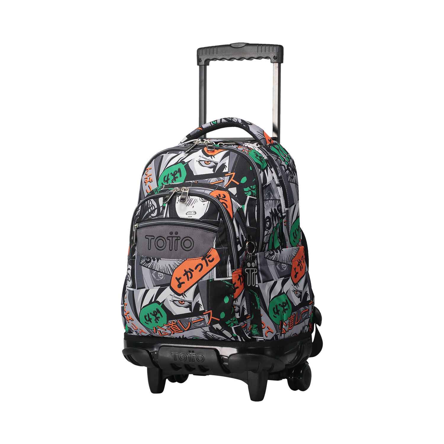 Mochila escolar con ruedas manga Renglones Gris Totto.es