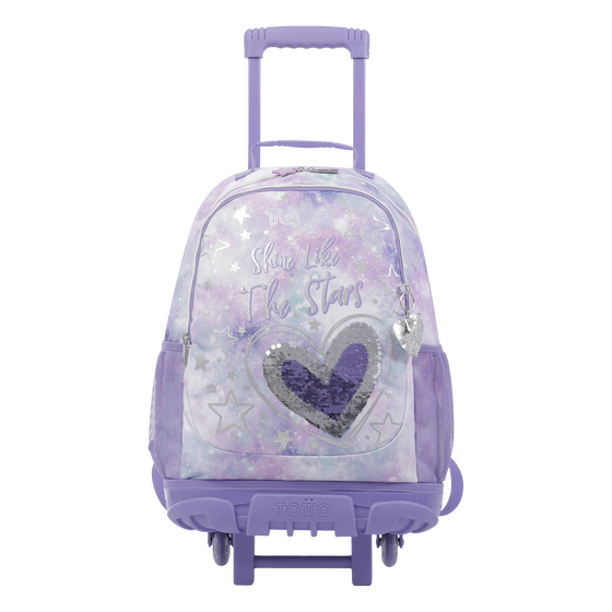 Mochila 3 Ruedas Shiny Heart L Morado Totto.es