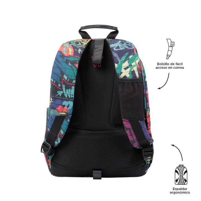 Mochila escolar adaptable a carro graffiti - Acuareles image number null