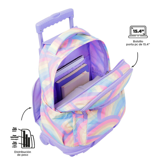 Mochila escolar con ruedas arcoíris - Renglones image number null