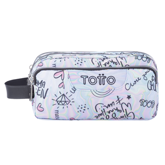 Estuche escolar tres compartimentos rainbow party Agapec Multicolor Totto.es