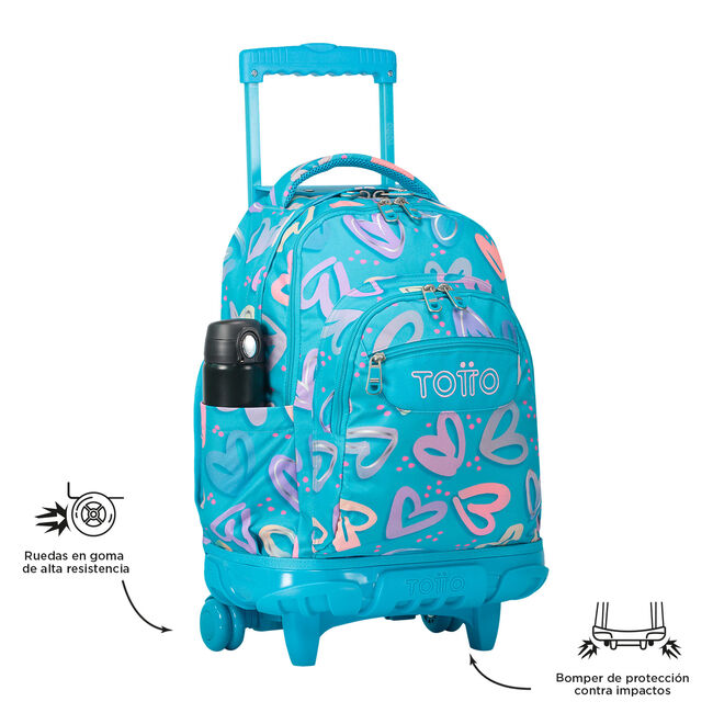Mochila escolar con ruedas corazones pintados - Renglones image number null