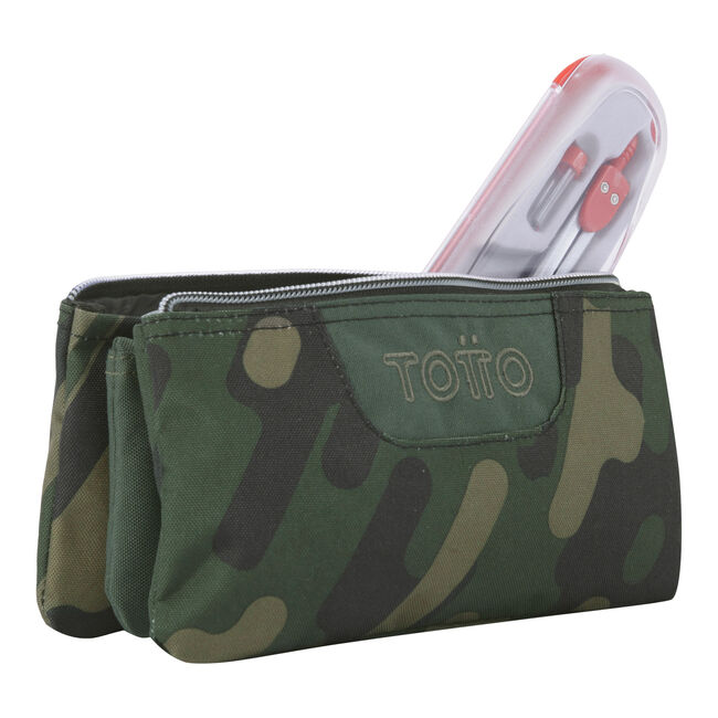 Estuche escolar tres compartimentos verde camuflaje - Tablero image number null