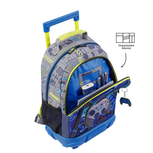 Mochila escolar con ruedas mediana de videojuegos - Monark image number null