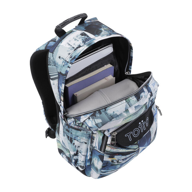 Mochila escolar postales y casetes - Acuarela image number null