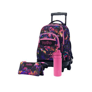 Pack Escolar Flower Galaxy X3 | Mochila de ruedas + 2 accesorios