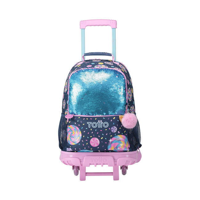 Mochila escolar con ruedas grande de dulces y piruletas - Sweet Candy