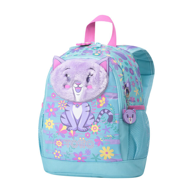 Mochila escolar pequeña de gatita y flores - Tropyglam image number null
