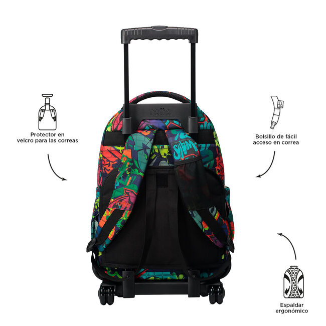 Mochila escolar con ruedas graffiti - Renglones image number null
