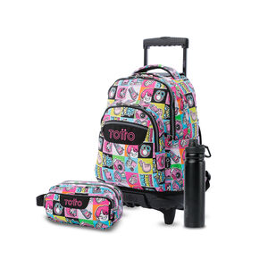 KIT REGALO ESCOLAR X 3 UNIDADES NIÑA K-POP 1IN MOCHILA RUEDAS