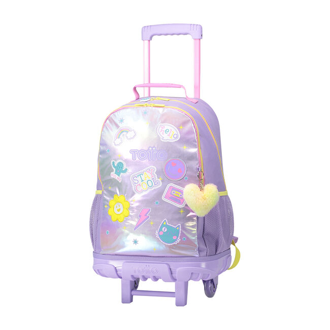 Mochila escolar con ruedas emojis - Emojy - MORADO Totto.es